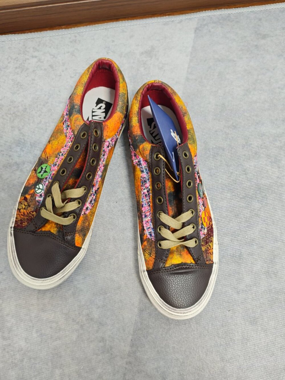 Vans‑Inspired Old Skool Retro Patchwork Canvas‑Leather Skate Shoes Full Box - Picture 2 of 8